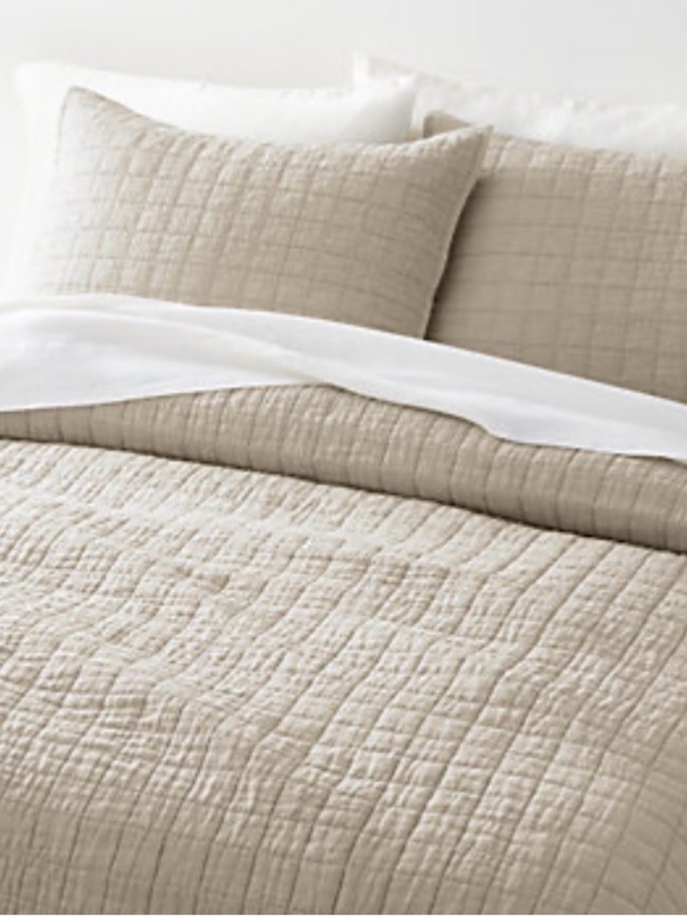 Crate & Barrel Belgian Flax Linen Full Queen Quilt Natural Color Rare Quilt Only